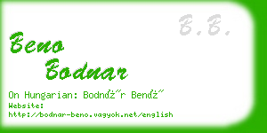 beno bodnar business card
